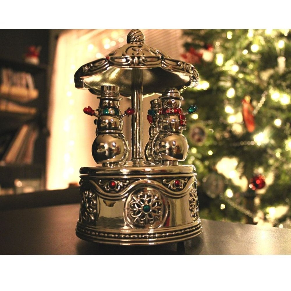 NEW - Reed & Barton Snowman Carousel Musical (Wind-Up), PLUS FREE Orament